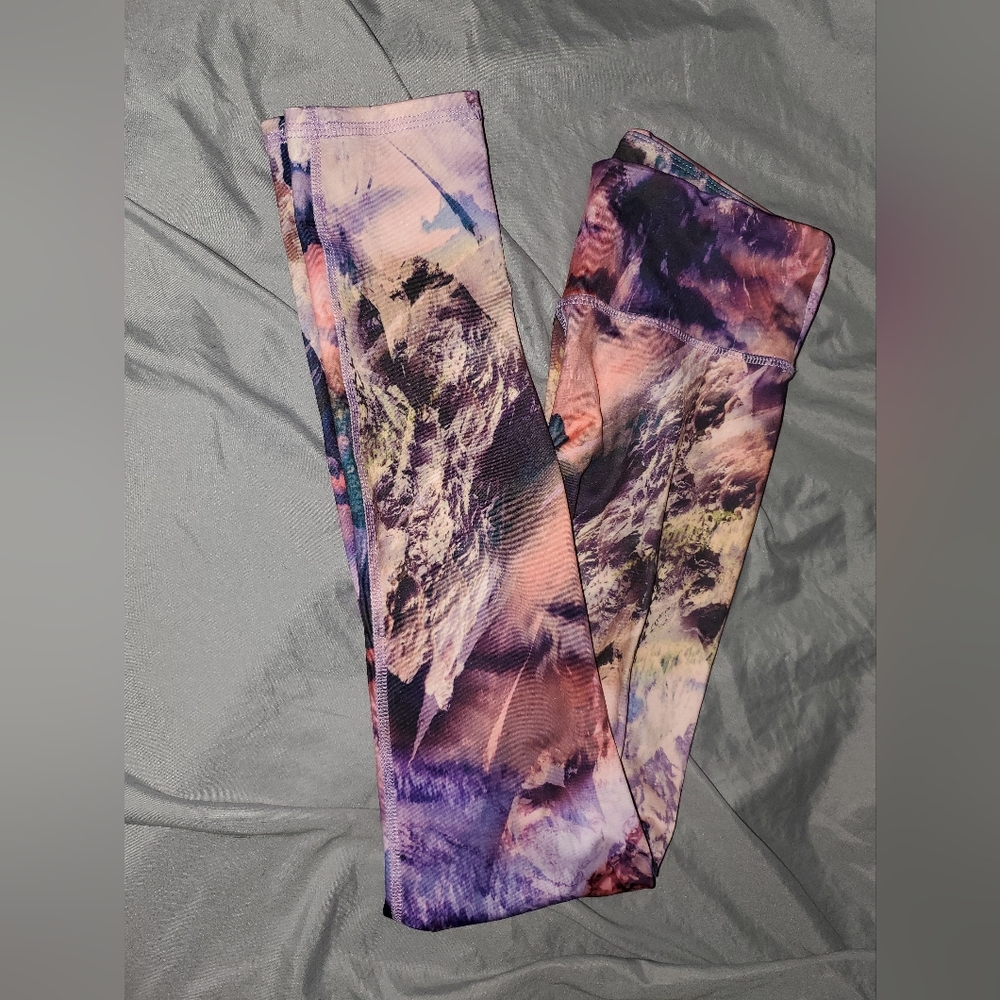 Old Navy Leggings Girls XL 14/16 Active Go Dry Full Length Mountains Sunset